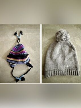 Women's Chullo / Earflap
Vibrant Beanie + free Gray Beanie Knit Pom Pom Hat.